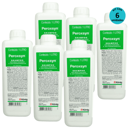 Kit 6 Shampoo Antibacteriano E Antisseborreico Peroxsyn König 1 Litro - König